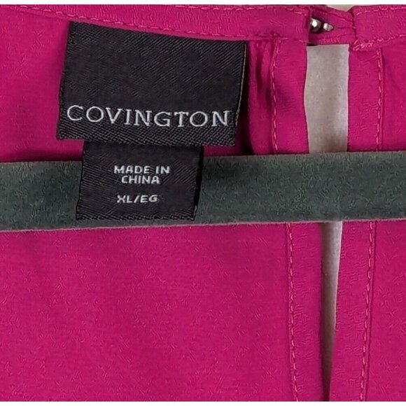 Covington Women size XL Sleeveless Shell V Neck Blouse Top Fuchsia Classic Flowy - Picture 4 of 8
